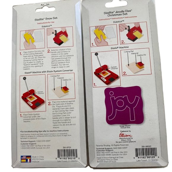 2X SIZZIX SIZZLITS Doodle Dies Christmas Set Dies 4pack 38-9620 & 9701 Scrapbook - Picture 2 of 5